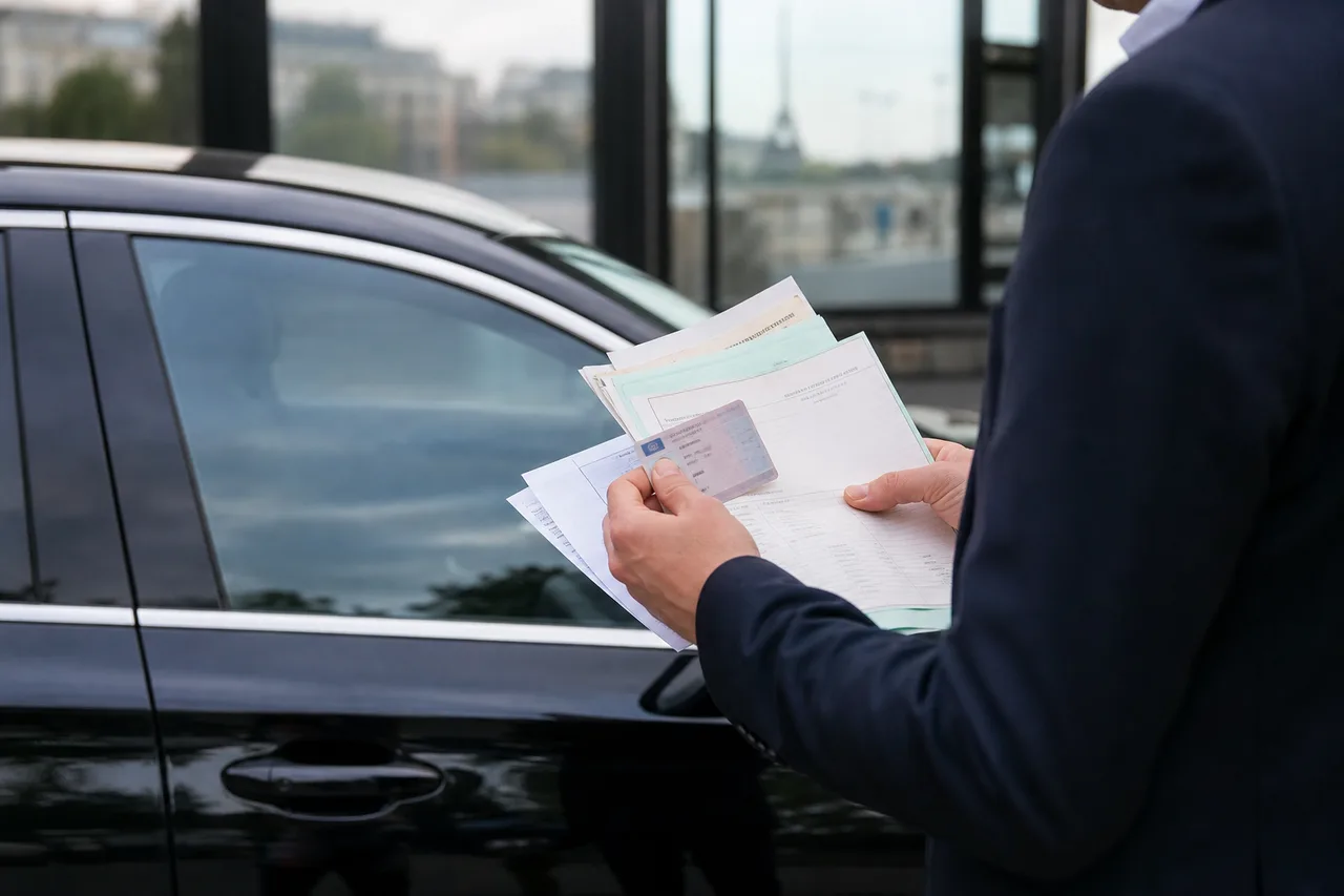 Conducteur VTC préparant une prestation professionnelle
