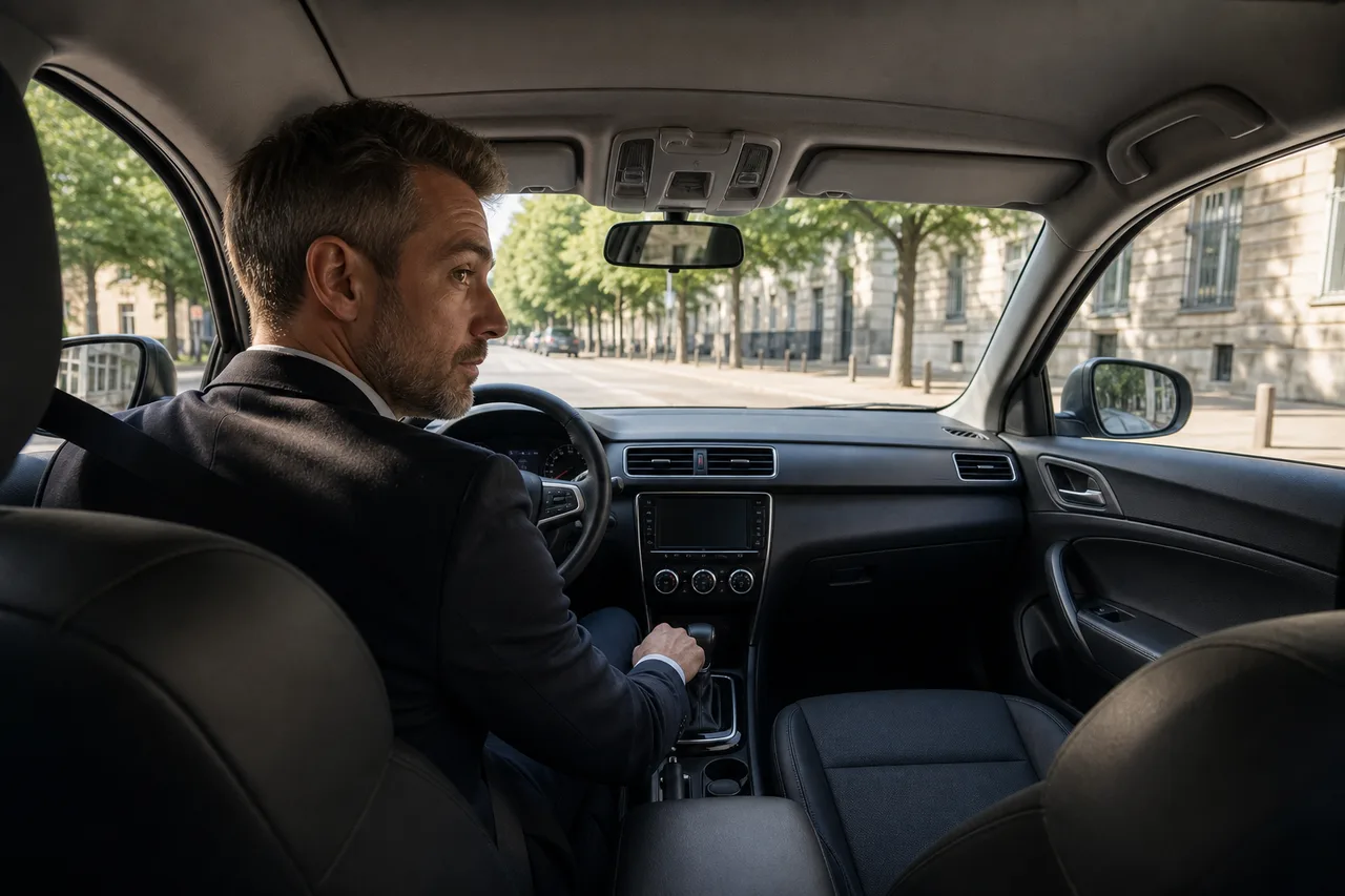 Conducteur professionnel préparant son véhicule avant le départ